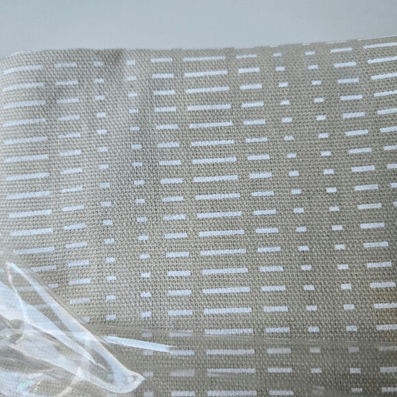 West Elm NEW Cotton Shower Curtain White Beige Dash Pattern Neutral 72" x 74" - Picture 4 of 5